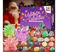 Calendrier de l'avent 2025 Cristaux Enfant,Kit de Culture de Cristaux, 24 Jours Minéraux Pierres Precieuse Calendrier de l avant, Noël Calendriers Avant 2025 pour Filles Garçons (Violet Clair)