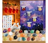 Calendrier de l'Avent 2025 Cristaux Pierres Précieuse,24 Calendrier de l Avent Femme Homme Cristaux Pierre et Minéraux, Gemmes Calendrier Avent Cadeau de Noël Calendrier de l'Avent pour Enfants Fille