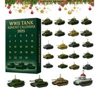 Calendrier de l'Avent 2025 de la Seconde Guerre mondiale, 24 jours de 24 réservoirs Ico-nic - Calendrier de Noël 2025 avec 24 pendentifs uniques en acrylique 2D pour homme et papa
