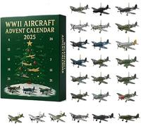 Calendrier de l'Avent 2025 de la Seconde Guerre mondiale, compte à rebours de Noël, 24 mini Warbirds uniques, cadeaux surprise pour collectionneurs de modèles, amateurs d'histoire, amateurs d'aviation