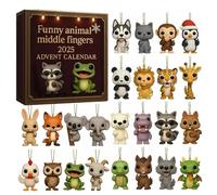Calendrier de l'Avent 2025 Doigts d'honneur Animaux Drôles - Compte à rebours de Noël de 24 jours avec décorations uniques et coquines, décorations de Noël à collectionner et cadeau amusant (1)