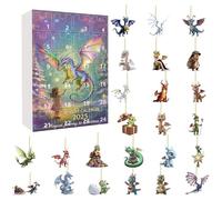 Calendrier de l'Avent 2025 Dragon, Calendrier de l'Avent 2026 en Acrylique avec 24 Dragons Kawaii Uniques, pour Décompte de Noël, Décoration de Sapin, Cadeau Collection pour Enfants (Bleu ciel)