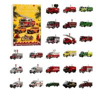 Calendrier de l'Avent 2025 en acrylique 2D avec 24 jours de Noël - Véhicules de pompiers héroïques avec camions de pompiers classiques et modernes pour enfants et collectionneurs