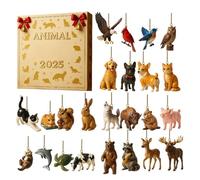 Calendrier de l'Avent 2025 en acrylique 2D en forme d'animal de Noël - 24 jours - Calendrier de compte à rebours pour porte d'entrée, bureau, couronne, escalier, rebord de fenêtre, cheminée, mur