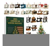 Calendrier de l'Avent 2025 en acrylique 2D pour machine à coudre, décoration d'arbre de 24 jours, calendrier compte à rebours pour quilters, artistes textiles, étude, chambre, bureau, mur, cheminée