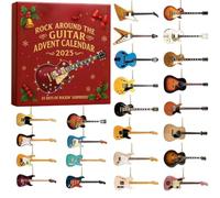 Calendrier de l'Avent 2025 en acrylique « Rock Around The Guitare », 24 guitares miniatures à collectionner pour le compte à rebours de Noël, hommage de l'histoire musicale pour les musiciens et les
