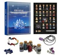 Calendrier de l'Avent 2025 en cristal, 24 jours de minéraux naturels, calendrier de compte à rebours, contient des pierres précieuses, des bouteilles de chips naturelles, coffret cadeau pour sorcières