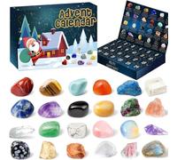 Calendrier de l'Avent 2025 en cristal naturel - Pierres précieuses - Cadeaux pour enfants et adultes (a)