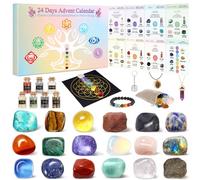 Calendrier de l'Avent 2025 en cristal pour femme, calendrier de compte à rebours de 24 jours avec cristaux de guérison, pierres précieuses, pierres de chakra, roches minérales, calendrier de l'Avent
