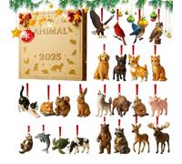 Calendrier de l'Avent 2025 en forme d'animal de Noël 2D en acrylique 24 jours, calendrier de l'Avent - pour porte d'entrée, bureau, couronne, escalier, rebord de fenêtre, cheminée, mur, jardin, cour
