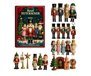 Calendrier de l'Avent 2025 en forme de casse-noisette en acrylique 2D - Décoration de Noël - 24 jours - Pour voiture, maison, fenêtre, cheminée, chambre à coucher, salon - Noël