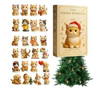 Calendrier de l'Avent 2025 en forme de chat de Noël - Arbre acrylique 2D - Compte à rebours 24 jours avec pendentifs de chat - Pour maison, famille, adultes, fêtes