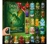 Calendrier de l'Avent 2025 en forme de dragon - 24 jours - Pendentifs dragon pour sapin de Noël - Cadeau festif amusant pour ceux que vous aimez le plus et décoration kawaii pour compte à rebours de