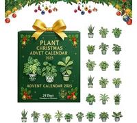 Calendrier de l'Avent 2025 en forme de plantes, 24 jours de décorations surprises, cadeau décoratif de Noël idéal pour la décoration de la maison, les amateurs de plantes (vert, 1 pièce)