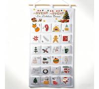Calendrier de l'Avent 2025 en tant que calendrier mural en tissu, calendrier de l'Avent à remplir Réutilisable avec 24 sacs en tissu, calendrier de l'Avent tapisserie suspendu pour la décoration