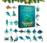 Calendrier de l'Avent 2025 en verre de mer, calendrier de l'Avent 2025 en verre de mer, trésors océaniques, calendrier de biologie marine, avec 24 animaux réalistes pour