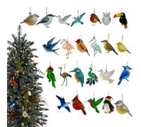 Calendrier de l'Avent 2025 en verre de mer - Décoration 2D - Motif oiseau - Compte à rebours de Noël - Pour adultes et - Cadeaux d'invités - Arbre de voiture - Rétroviseur mural - Porte