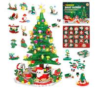 Calendrier de l'Avent 2025 Enfant, 24 Jours Calendrier Avent Blocs de Construction pour Sapin de Noël, Calendrier de l'Avent avec LED, Cadeau de Noël Compte à Rebours pour Garçons Filles