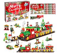 Calendrier de l'avent 2025 Enfant Train de Noël Blocs, 24 Jours à Rebours Calendriers de l'avent Avec Arbre Adulte & Enfants, Jouet Cadeau de Noel pour Kinder Garcon Fille Cadeaux Fêtes Décoration