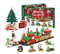 Calendrier de l'avent 2025 Enfant Train de Noël Blocs, 24 Jours à Rebours Calendriers de l'avent,Cadeau de Noël pour Enfants, Jouet Cadeau de Noel pour Garcon Fille Cadeaux Fêtes Décoration (A)