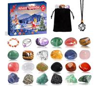 Calendrier de l'Avent 2025 Enfants, 24 Jours Calendrier l'Avent Pierre Precieuse Pendentif Lithothérapie, Pierres Naturelles Minéraux l'Exploration Scientifique Cadeau Noël Filles Garçons
