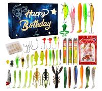 Calendrier de l'Avent 2025,Ensemble D'appâts de Pêche Set,Compte à Rebours de Noël avec Appâts de Pêche, Cadeau Surprise pour Papa, Grand-père (B)