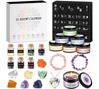 Calendrier de L'avent 2025 Femme Chakra Bougie Parfumées avec Pierre Precieuse, Cadeau pour Yoga, Massage, Meditation, Lithothérapie, Candle Bijoux Cristaux Coffret Cadeau pour Grand Mere Maman Amie