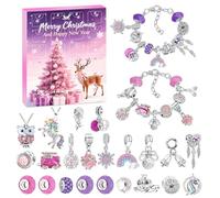 Calendrier de l'avent 2025 Femme Enfant, 24 Surprises Calendrier Avent Bijoux Fille, DIY Calendrier de Noël Charms Bracelet Collier Kit,Cadeaux de Noël Creatif pour Enfants Fille Ado 3-14 Ans