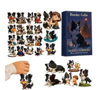 Calendrier de l'Avent 2025 | Figurines de chien de l'Avent en acrylique 2D - Calendrier de compte à rebours pour Noël avec adorable chien, pour enfants, filles, adultes, étagère murale, porte, bureau