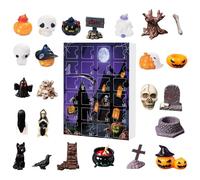 Calendrier de l'Avent 2025 - Figurines d'Halloween - Calendrier de compte à rebours d'Halloween - Fournitures décoratives pour famille, école, jour de la semaine, garçons