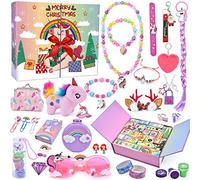 Calendrier De L'avent 2025 Fille Compte à Rebours Noël Licorne Bijoux Bracelet Collier Bague Boucles D'oreilles Clip Lunettes Pinces à Cheveux Calendrier de L'avent Noël Cadeaux pour Enfants Filles
