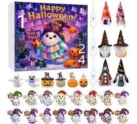 Calendrier de l'Avent 2025 Halloween 2D/3D Impression IA Décorations à suspendre Compte à rebours 3D Décorations de sapin de Noël avec poupées 2D/aléatoires (beige, 32 x 30 cm)