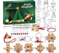 Calendrier de l'Avent 2025 - Jeux de puzzle pour adultes et enfants - 24 jours de cadeau de Noël - Avec boutons en métal et bois 3D - Puzzle 3D - Jeux d'adresse pour garçons et filles