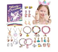 Calendrier de l'Avent 2025,Kit Bracelet Licorne Fille Cadeau Fille 3 4 5 6 7 8 9 10 11 12 Ans Chasse au Tresor Enfant Anniversaire Calendrier de l'Avent Bijoux Jouet Filles 3 4 5 6 7 8 9 10 Ans
