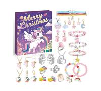 Calendrier de l'Avent 2025,Kit Bracelet Licorne Fille Cadeau Fille 3 4 5 6 7 8 9 10 11 12 Ans Chasse au Tresor Enfant Anniversaire Calendrier de l'Avent Bijoux Jouet Filles 3 4 5 6 7 8 9 10 Ans