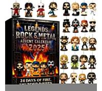 Calendrier de l'Avent 2025 Legends of Rock and Roll Metal Music - Calendrier de 24 jours en métal lourd avec personnages musicaux emblématiques de collection, cadeaux de Noël pour les fans du groupe