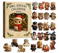 Calendrier de l'Avent 2025 - Mini figurines de hibou - Calendrier de Noël - Lot de 24 jouets d'oiseaux - Décorations de Noël - Cadeaux de vacances pour femmes, hommes, enfants (1 pièce)