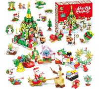 Calendrier de l'Avent 2025 Noël, Jouets de Construction pour Enfants et Adultes, Blocs Mini, Set di blocchi 12 in 1 a tema natalizio, Cadeau de Calendrier de l'Avent pour Filles et Garçons-A
