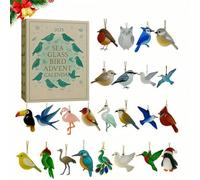 Calendrier De L'Avent 2025 : Oiseaux En Verre De Mer, 24 Jours De Décorations Thématiques Avec Oiseaux En Verre De Mer Artisanaux, Compte À Rebours De 24 jours, Amoureux Des Oiseaux (1PCS)