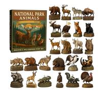 Calendrier de l'Avent 2025 Parc national animal, compte à rebours en acrylique 2D Calendrier de Noël, 24 jours Parc national Animaux Ornements Calendrier de Noël pour hommes, femmes,