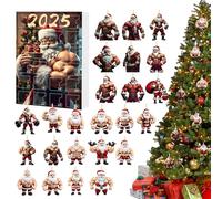 Calendrier de l'Avent 2025 | Pendentif Père Noël musclé pour | Décoration de Noël adorable pour les familles, les adolescents, les fils, les femmes, les amis et