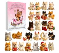 Calendrier de l'Avent 2025 Poméranian Pet décoré avec 24 mini pendentifs en acrylique 2D en forme de chien de traîneau, convient pour les garçons et les filles, cadeaux de Noël amusants pour enfants