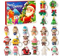 Calendrier de l'Avent 2025 pour enfants, 24 décorations de sapin de Noël, calendrier de compte à rebours surprise de Noël 24 jours, kits porte-clés cadeaux