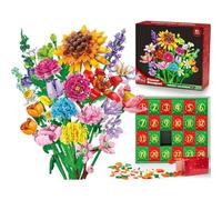 Calendrier de l'Avent 2025 pour enfants adultes adolescents, Nouveau calendrier de compte à rebours de Noël avec bouquet de fleurs, briques de fleurs sauvages artificielles, coffret cadeau