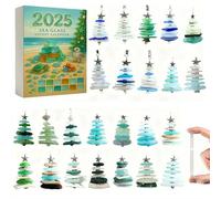 Calendrier de l'Avent 2025 pour enfants, calendrier de l'Avent 24 jours avec 24 décorations à suspendre en acrylique 2D en avion, pour la famille, les amis (mer)