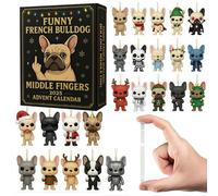 Calendrier de l'Avent 2025 pour enfants, calendrier de l'Avent de 24 jours avec 24 ornements à suspendre en acrylique 2D à collectionner, pour la famille, les amis (bouledogues)