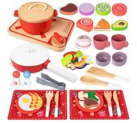 Calendrier de l'Avent 2025 pour Enfants, Commodum Accessoires de Cuisine pour Enfants en Bois, Dinette Enfant, Chef Jeu de Rôle, Calendrier de L'Avent Noël 24 Surprises, Cadeau Fille Garçon Bébé