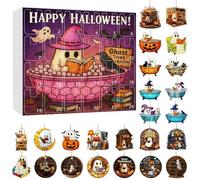 Calendrier de l'Avent 2025 pour enfants pour Noël et Halloween - Ensemble de décorations de lecture 2D en acrylique - Motif sapin de Noël - Beige - 33 x 30 cm