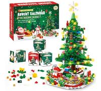 Calendrier de l'Avent 2025 pour enfants pour sapin de Noël - Jouet de construction avec lumière LED - Mini blocs de construction - Compte à rebours de Noël 24 en 1 - Jouet 701 pièces - Cadeau de Noël