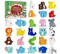 Calendrier de l'Avent 2025 pour enfants, puzzles en bois pour tout-petits,ABC Animal Letter Matching, compte à rebours de Noël de 24 jours avec puzzles d'animaux en bois et jouets éducatifs (A)